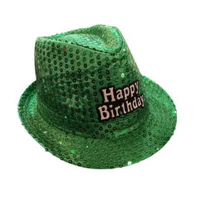 Happy Birthday feliratos zöld színű világító kalap