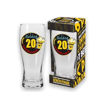 Boldog 20.születésnapot sörös pohár