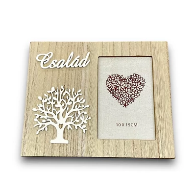 Család képkeret fa – elegáns emlékkeret 10x15 cm fotóhoz