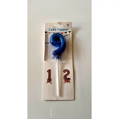 KÉK 9-ES TORTA DEKORÁCIÓ, 22 CM - MŰANYAG
