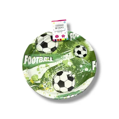 Focis papír tányér – 23 cm, focilabda mintás party tányér