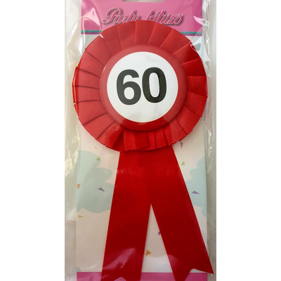 60- as sebességkorlátozó szülinapi parti kitüző, piros szalagos