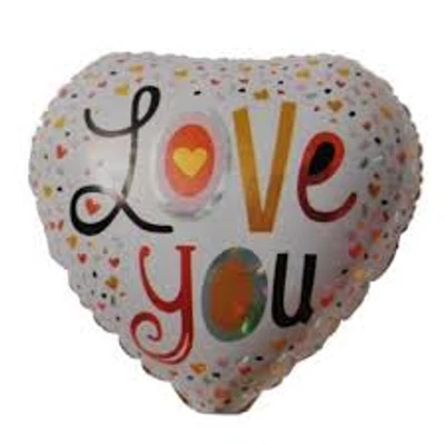 Love you szív alakú fólia lufi, 45 cm 