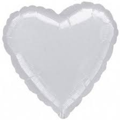 Szív alakú fólia lufi, fehér, 45 cm