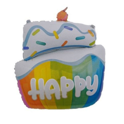 Happy Birthday szivárványos fólia torta lufi, 72 m