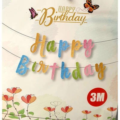 Színes Happy Birthday felirat, 3 m