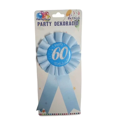 Happy 60. Birthday világoskék kitűző