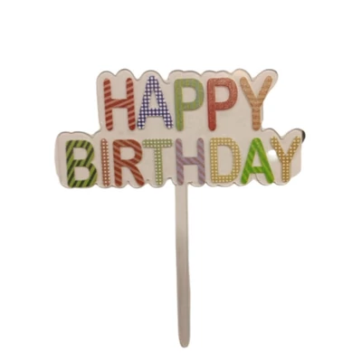 Happy Birthday színes felirat torta beszúró
