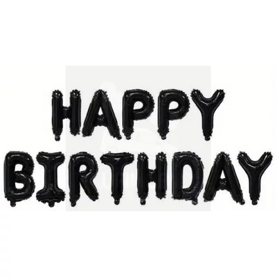 Happy Birthday fekete fólia betű lufi felirat