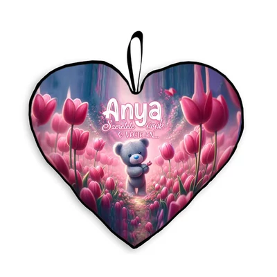 Anya szeretete örök és végtelen - Tulipános párna szív, kicsi