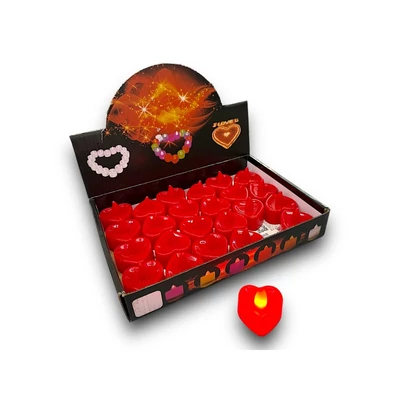 Led piros szív gyertya