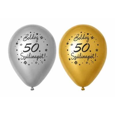Boldog 50. szülinapot latex lufi, 5db