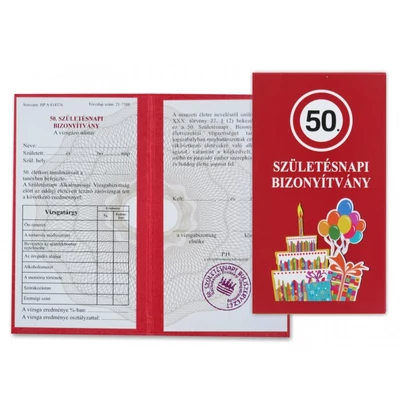 Születésnapi Bizonyítvány 50 éveseknek 