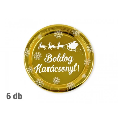  Boldog Karácsonyt arany papír tányér