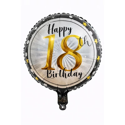 Happy18th Birthday kerek fólia lufi – prémium party dekoráció
