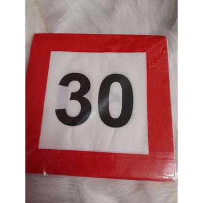 SZÜLINAPI ÉVSZÁMOS 30-AS SZALVÉTA,20 DB-OS,33X33 CM