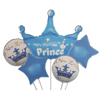 5 db-os kék babaváró fólia lufi szett, Prince