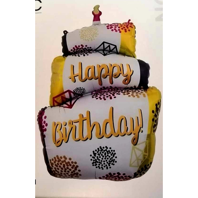 Happy Birthday torta alakú fólia lufi-64 x 110 cm