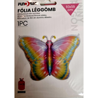 Színes pillangó fólia lufi, 93x59 cm