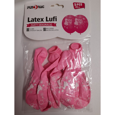 Latex lufi, It's a girl zsiráfos rózsaszín,5 db , 30 cm