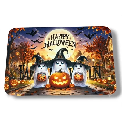 Halloween lábtörlő – Happy Halloween, szellemes-tökös mintás