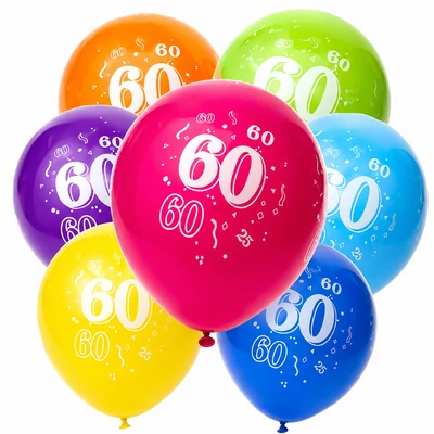 60-as számmal latex lufi, vegyes színek