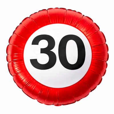 30-as Sebességkorlátozószülinapi fólia lufi, 46 cm
