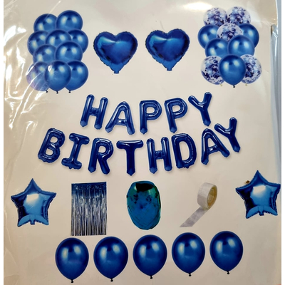 45 db-s kék lufi szett Happy Birthday csomag