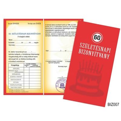 60.születésnapi bizonyítvány