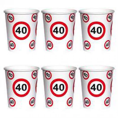 Sebességkorlátozó számos szülinapi papír pohár ,  40 éveseknek - 250 ml,10 db-os