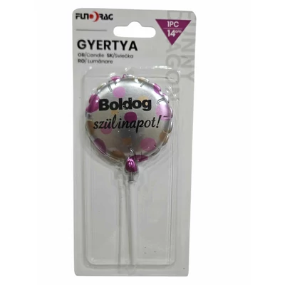 Konfettis Boldog Szülinapot gyertya, pink