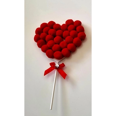 Piros szív tortadekoráció, 22,5 cm