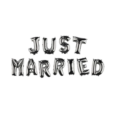 Just Married ezüst fólia lufi