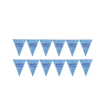 Happy Birthday banner,zászlófüzér -  kék , 3 m
