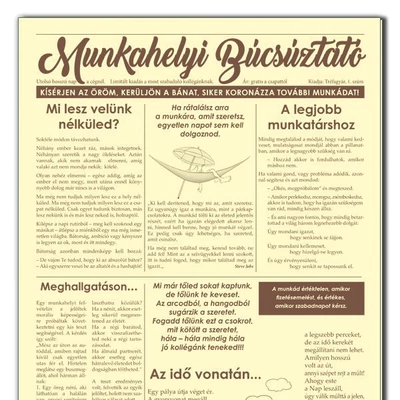 Munkahelyi búcsúztató - Tréfás Szülinapi újság