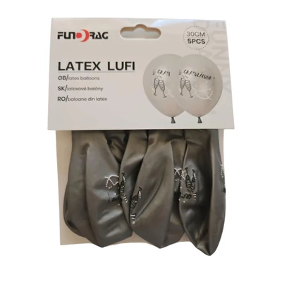 Gratulálunk ezüst latex lufi, 5 db
