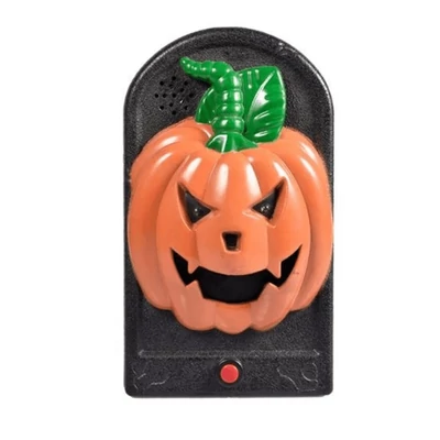 Tökös elemes halloween ajtócsengő világítással és hanggal, 21 cm