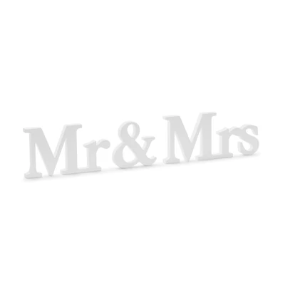 MR & MRS  fehér fa dekoráció
