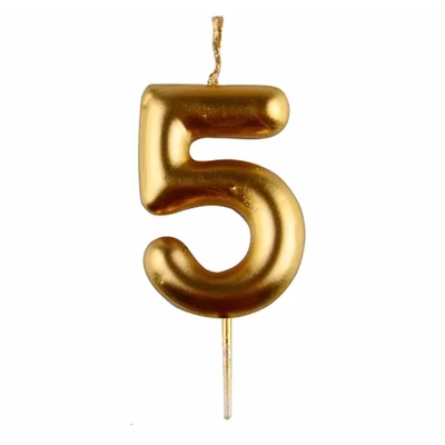 5- ös arany króm számgyertya 