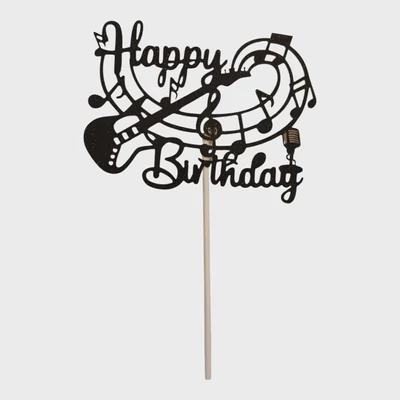 Happy Birthday zenei tortabeszúró fekete