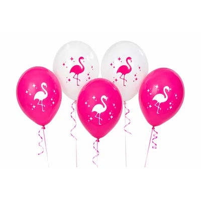 Flamingó latex lufi, 5 db