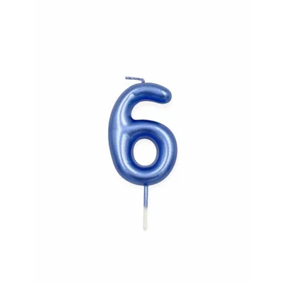 6-os kék króm számgyertya