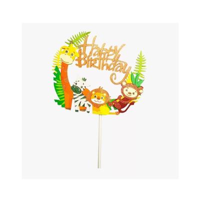 Állatos Happy Birthday feliratos tortabeszúró