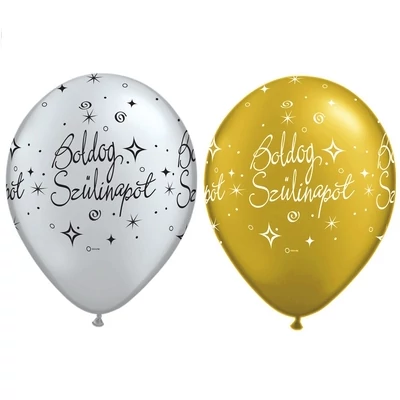 Boldog Szülinapot lufi - arany ,ezüst , 5db -- 30 cm