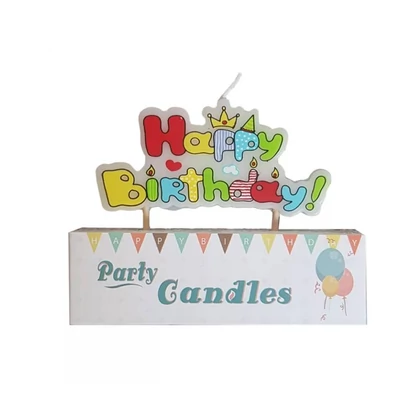 Happy Birthday feliratú lap gyertya, 8 cm