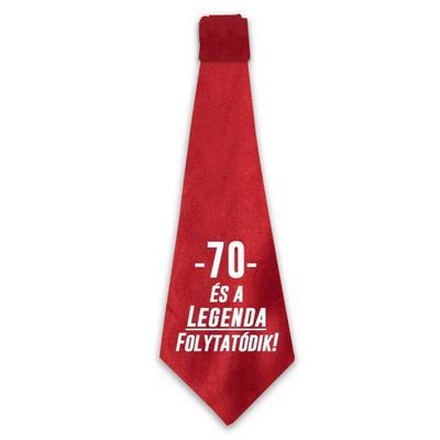 Piros színű -70- és a legenda folytatódik felíratos nyakkendő
