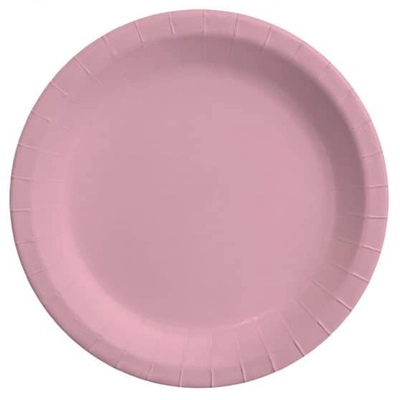 Rózsaszín papír tányér, 8 db