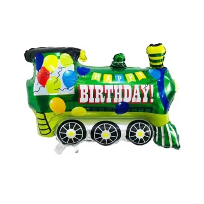 Vonat Alakú Happy Birthday Fólia Lufi, Zöld, 72 cm