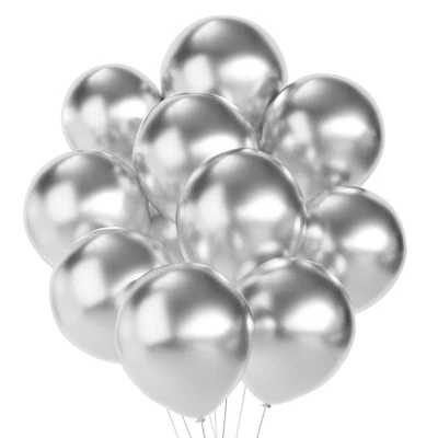 Ezüst metál latex lufi 25 db – 30 cm