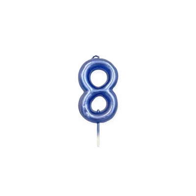 8-as kék króm számgyertya